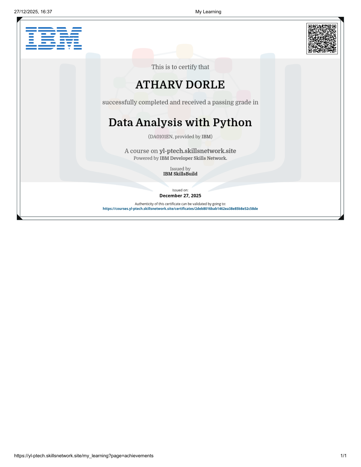 IBM Data Analysis with Python